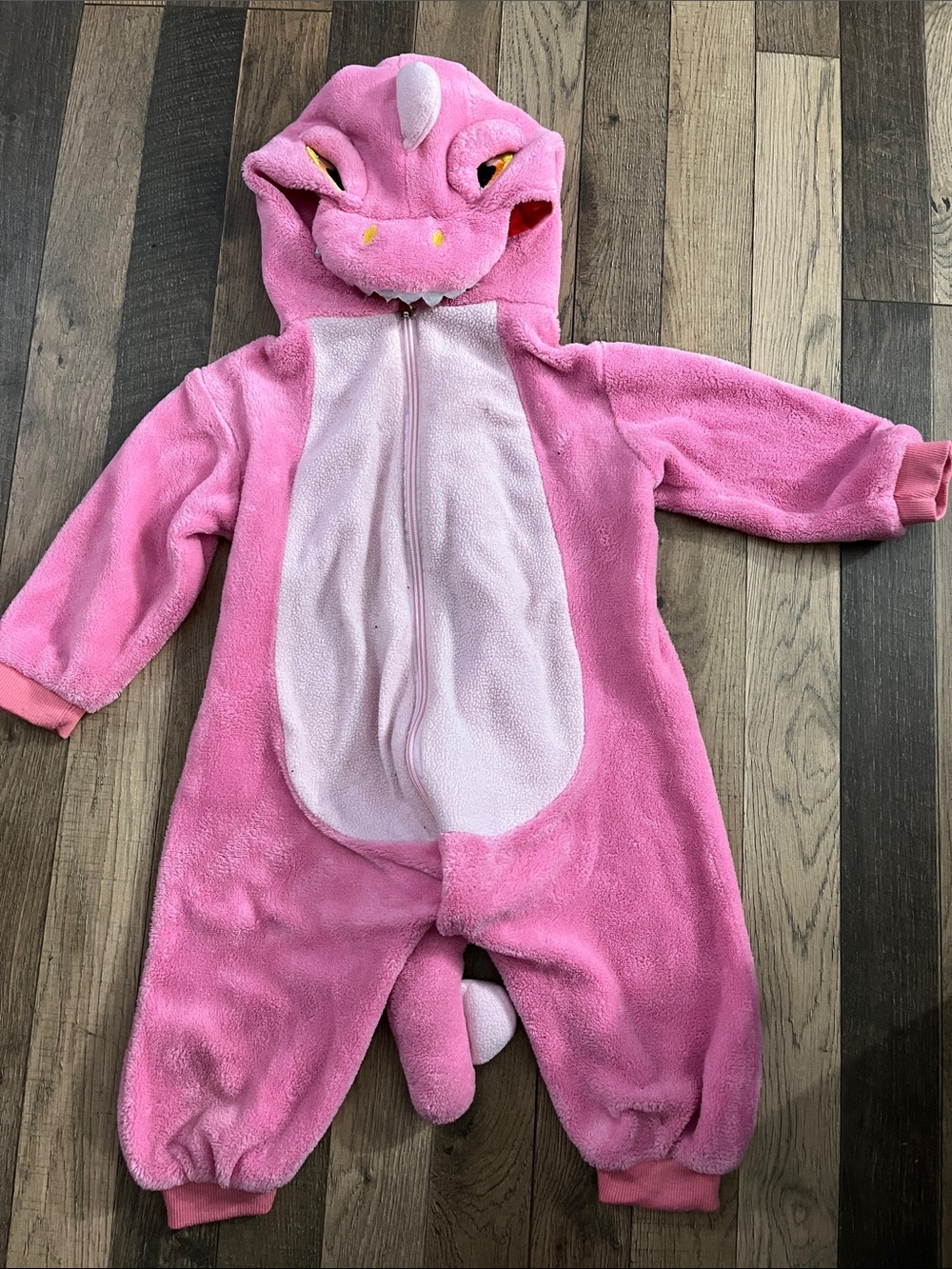 18-24mo Plush Pink Dino Hooded Fleece Onesie/Costume